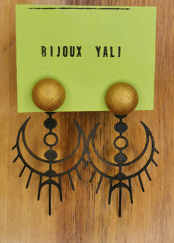 Clous d'oreilles en bois et métal ESOTERIK