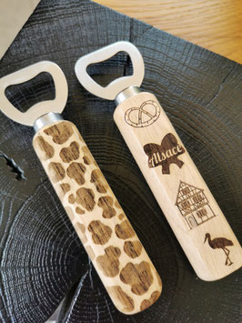 Décapsuleur en bois motif Léopard ou Alsace