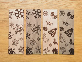 Marque-page en bois hivernal - verso personnalisable