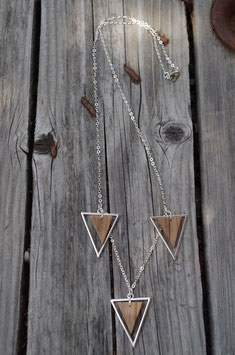 COLLIER BOIS & METAL 3 TRIANGLES