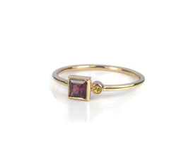 Ring in Roségold 585/000 mit Rhodolith und Diamant