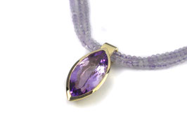 Anhänger in Gelbgold 585/000 mit Amethyst-Navette