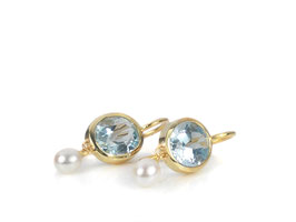 Ohrhänger in Gelbgold 585/000 mit Aquamarinen und Perlen