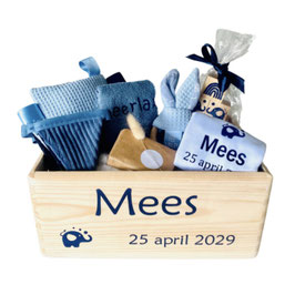 Kraamkratje Lite, blauw met naam