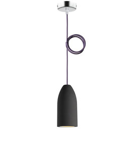 Betonlampe "dark edition" mit Textilkabel "Violett hell" incl. PHILIPS LED Strahler (dimmbar, austauschbar)