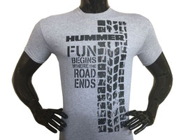 Hummerfreak T-shirt ''fun begins where the road ends''