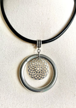 Lederkette mit Edelstahlring