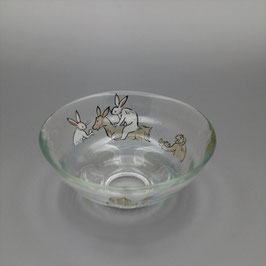 ガラス 平 茶碗 動物水遊び 小手鞠窯