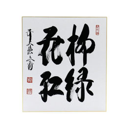 色紙 「 柳緑花紅 」 文雅