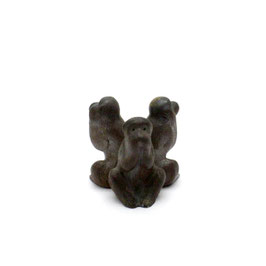 【中古】 備前 三猿 蓋置 光顕