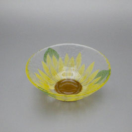 ガラス 平 茶碗 向日葵 いっぱい 小手鞠窯