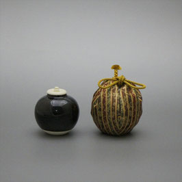 文琳 茶入 縞大黒屋金襴