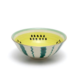 スイカ茶盌　黄　宝泉作