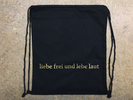 Turnsack liebe frei & lebe laut - Schwarz/Gold