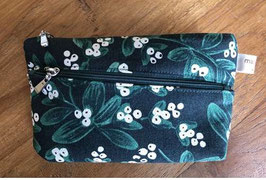 Portefeuille fleurs sur fond vert sombre