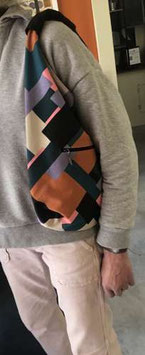 Sac origami réversible muticolore / noir, taille M