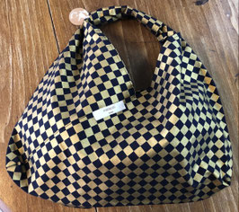 Sac origami damier noir et or, taille S