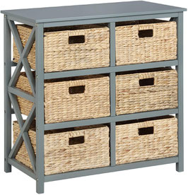 eHemco 3 Tier X-Side End Storage Cabinet with 6 Baskets