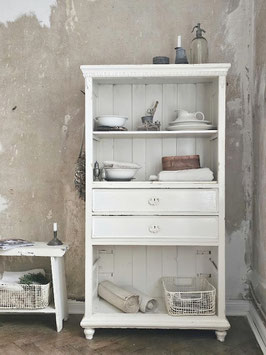 VERKAUFT Gug 19.12.  Antiker kleinerer Schrank Regalschrank - weiß - shabbychic