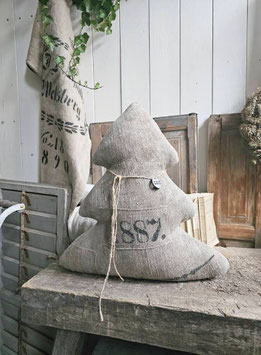 VERKAUFT Bon 14.12. BAUMKISSEN aus antikem Leinen 1887