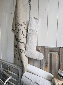 VERKAUFT Har 16.11. 55cm Nikolaus Weihnachtsstiefel aus antikem Leinensack III