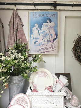 VERKAUFT Jah 22.05. 62cm CHOCOLAT SUCHARD sehr alte franz Werbetafel Schautafel