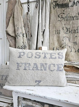VERKAUFT Ets 08.03. POSTES FRANCE 7 Leinenkissen aus franz. Postsack 60x40cm