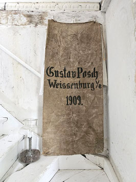 VERKAUFT Ets 22.01. POSCH 1909 antiker Leinensack Mehlsack Getreidesack