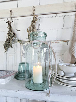 uraltes Bindeglas 8L Windlicht? Aqua pastellmeerblau