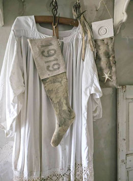XXL TANTE HERTHA Stiefel Nikolaus Weihnachtsstiefel aus antikem Leinensack 1919