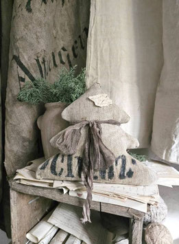 VERKAUFT Sho 05.11. Tannenbaum aus antikem Leinen Schrift XXXXVIII