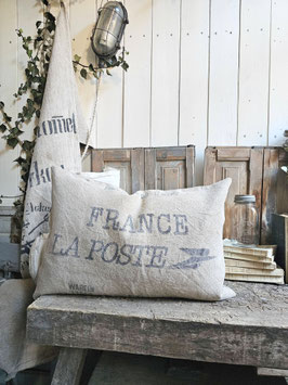 LA POSTE FRANCE Leinenkissen aus franz. Postsack 60x42cm