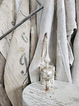 VERKAUFT Stu 11.11. uralte Baumspitze silber mit Drahtstern 23 cm