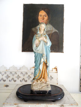 VERKAUFT Alt 11.01.   53cm antike Madonna mit brennendem Herzen