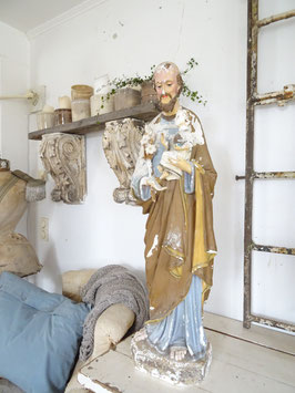VERKAUFT Lad 05.07.  90cm antike Statue Vater & Sohn aus Frankreich