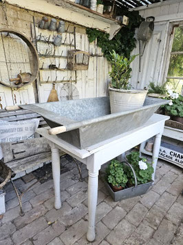 113cm uralte eckige Badewanne dicht Pflanzwanne Kinderbadewanne Zinkwanne Fleischerwanne