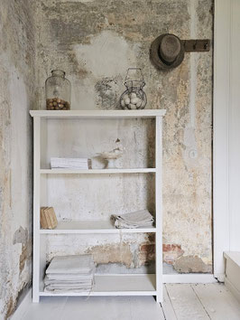 VERKAUFT Len 02.09. uraltes großes StandRegal 148cm - alte cremeweiße Farbe shabbychic