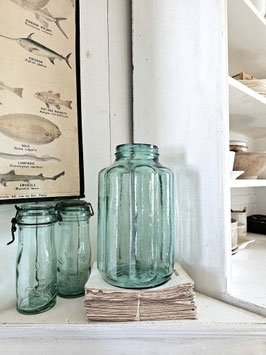 VERKAUFT Kle 07.04. uraltes großes Einmachglas PICKLE JAR meerblau - perfekt als Windlicht!