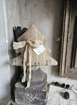 VERKAUFT Ulr 18.11. Tannenbaum aus antikem Leinen mit Schrift - LIII