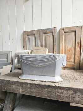 antike franz Jardiniere Pflanzkasten Gußeisen - alte silberne Farbe mit Patina