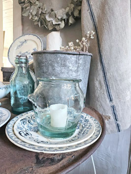 VERKAUFT Kle 25.06. uralter franz Confitpot aus Glas - aqua II