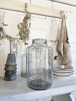 VERKAUFT Kle 07.04. uraltes großes Einmachglas PICKLE JAR rauchgraugrün - perfekt als Windlicht!