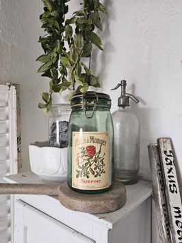 HUILE Á MANGER 1,5L SOLIDEX  Uraltes Vorratsglas mit antikem Etikett