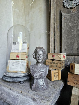 antike franz Büste Gußeisen ROSE DE MAI Buchstütze Gartenelement