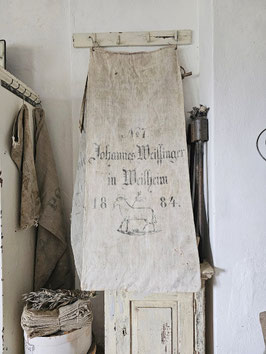SCHAF 1884 antiker  Getreidesack Leinensack Mehlsack