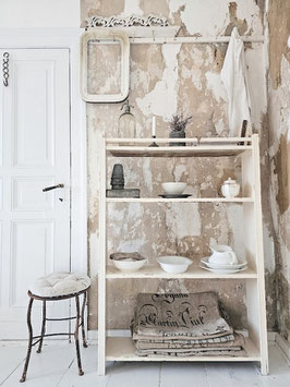 uraltes großes StandRegal - cremeweiß mit Patina - shabbychic