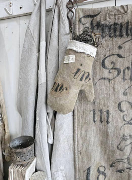 VERKAUFT Vor 25.11. XXL WinterHandschuh Fäustling Santa Glove Schrift - tabak II