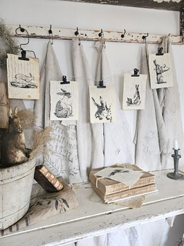 5erSet Vintagedrucke HASEN
