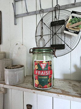 1,5L FRAISE SOLIDEX Uraltes Vorratsglas mit antikem Etikett