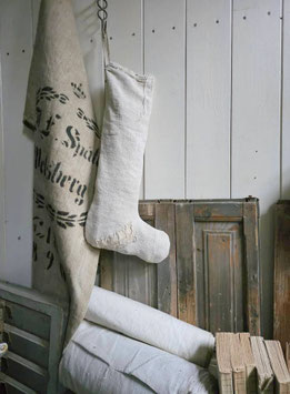 VERKAUFT Van 14.11. 55cm Nikolaus Weihnachtsstiefel aus antikem Leinensack